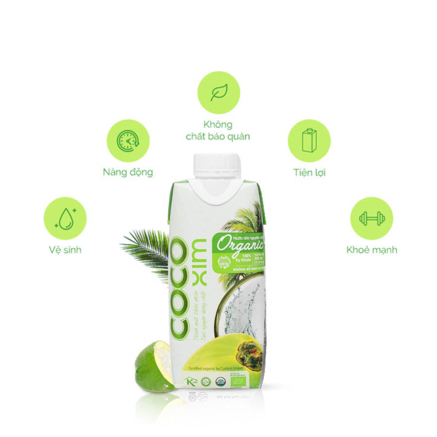 Nước dừa nguyên chất Cocoxim Organic 330ml